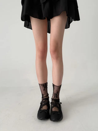 Dot Flower See-through Layered Socks Leg Warmer Knee Socks Collection