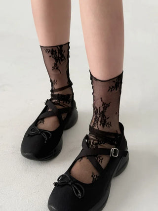 Dot Flower See-through Layered Socks Leg Warmer Knee Socks Collection