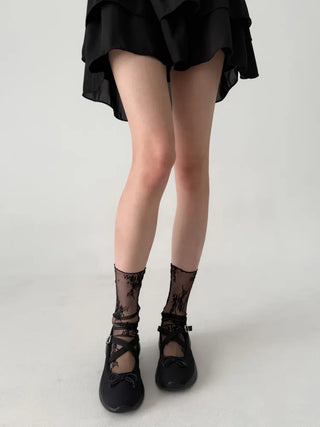 Dot Flower See-through Layered Socks Leg Warmer Knee Socks Collection