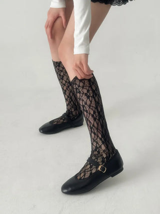 Dot Flower See-through Layered Socks Leg Warmer Knee Socks Collection