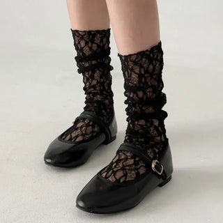 Dot Flower See-through Layered Socks Leg Warmer Knee Socks Collection