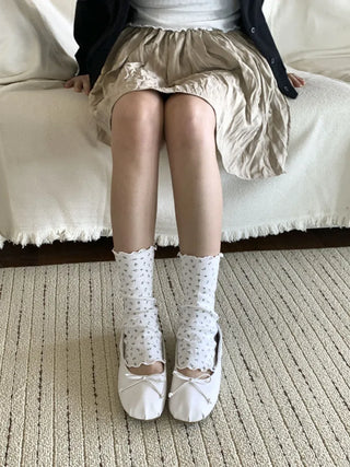 Dot Flower See-through Layered Socks Leg Warmer Knee Socks Collection