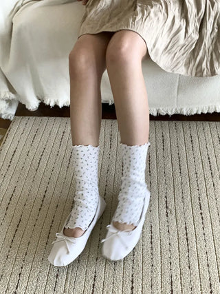 Dot Flower See-through Layered Socks Leg Warmer Knee Socks Collection