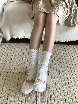 Dot Flower See-through Layered Socks Leg Warmer Knee Socks Collection