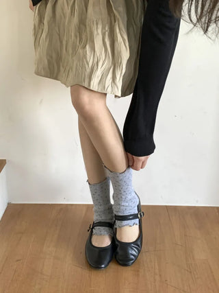 Dot Flower See-through Layered Socks Leg Warmer Knee Socks Collection