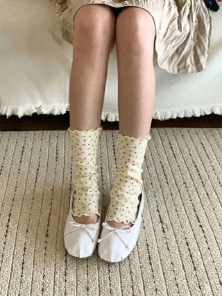 Dot Flower See-through Layered Socks Leg Warmer Knee Socks Collection