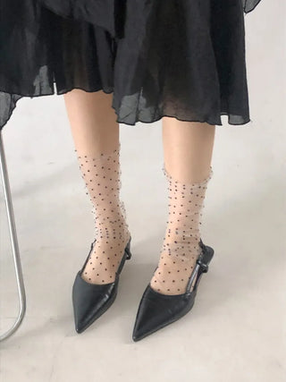 Dot Flower See-through Layered Socks Leg Warmer Knee Socks Collection