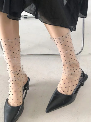 Dot Flower See-through Layered Socks Leg Warmer Knee Socks Collection