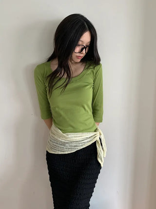 Line Punching Stripe Knit Triangle Bandana Scarf