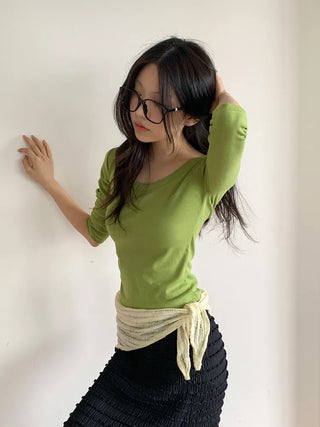 Line Punching Stripe Knit Triangle Bandana Scarf
