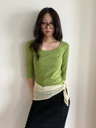 Line Punching Stripe Knit Triangle Bandana Scarf