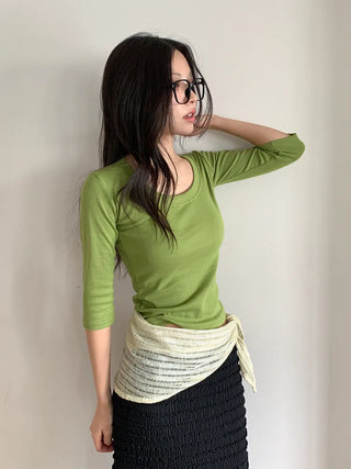 Line Punching Stripe Knit Triangle Bandana Scarf