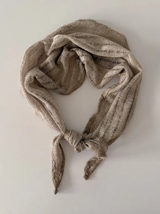 Line Punching Stripe Knit Triangle Bandana Scarf