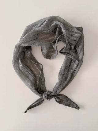Line Punching Stripe Knit Triangle Bandana Scarf