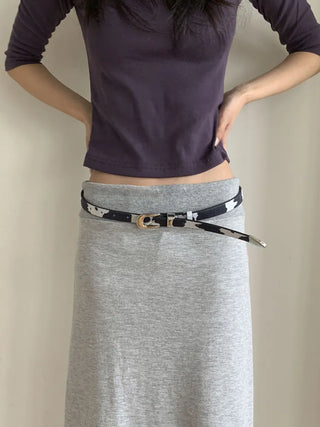 Mottle Cow Pattern Leather Belt