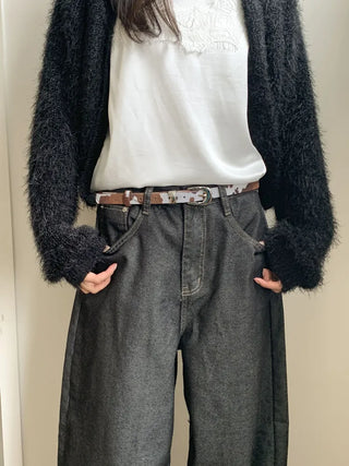 Mottle Cow Pattern Leather Belt