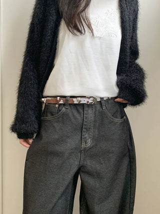 Mottle Cow Pattern Leather Belt