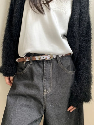 Mottle Cow Pattern Leather Belt