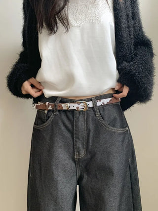 Mottle Cow Pattern Leather Belt