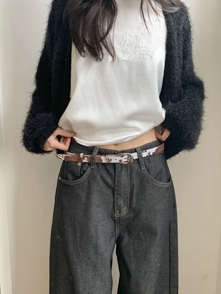 Mottle Cow Pattern Leather Belt