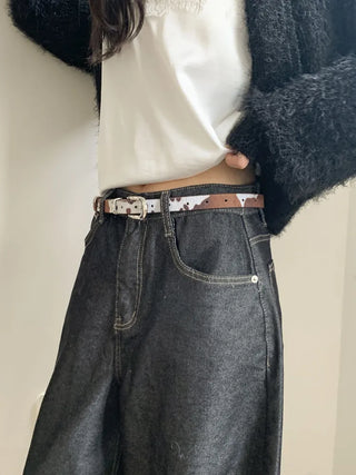 Mottle Cow Pattern Leather Belt