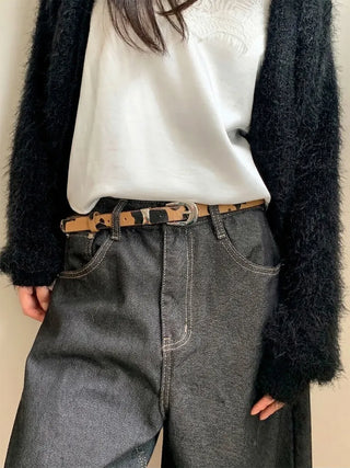 Mottle Cow Pattern Leather Belt