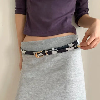 Mottle Cow Pattern Leather Belt