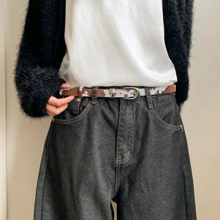 Mottle Cow Pattern Leather Belt