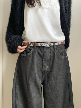 Mottle Cow Pattern Leather Belt