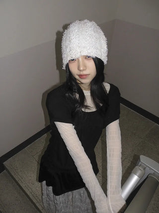Glian Sequin Lace Texture Beanie Hat