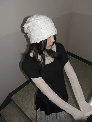 Glian Sequin Lace Texture Beanie Hat