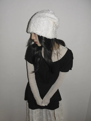 Glian Sequin Lace Texture Beanie Hat