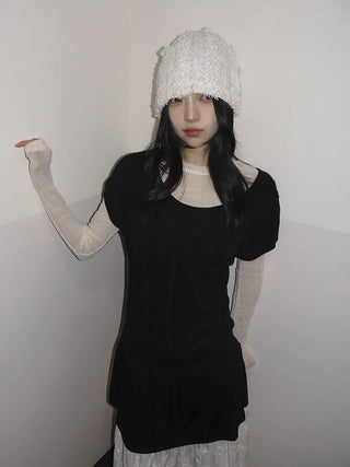 Glian Sequin Lace Texture Beanie Hat