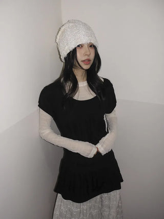 Glian Sequin Lace Texture Beanie Hat