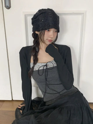 Glian Sequin Lace Texture Beanie Hat