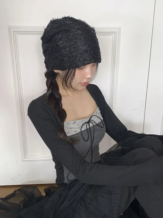 Glian Sequin Lace Texture Beanie Hat