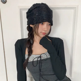 Glian Sequin Lace Texture Beanie Hat