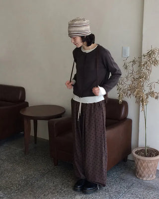 Wool round cardigan