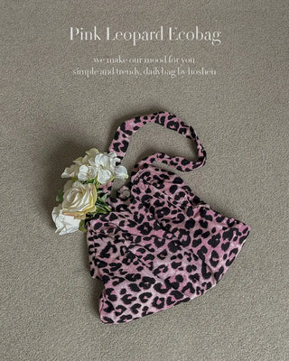 Pink corduroy leopard eco bag