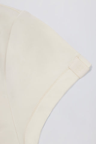 Cut-Out Longline T-Shirt in Cream