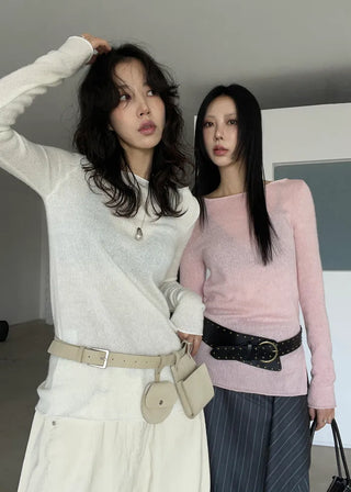 boat neck slit knit (2c)