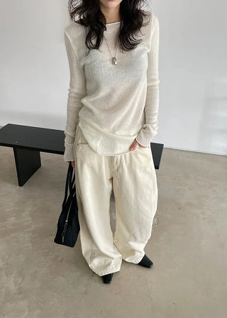 boat neck slit knit (2c)