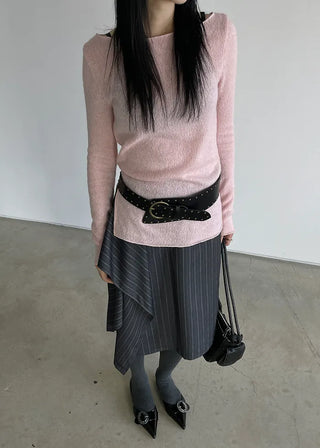 boat neck slit knit (2c)