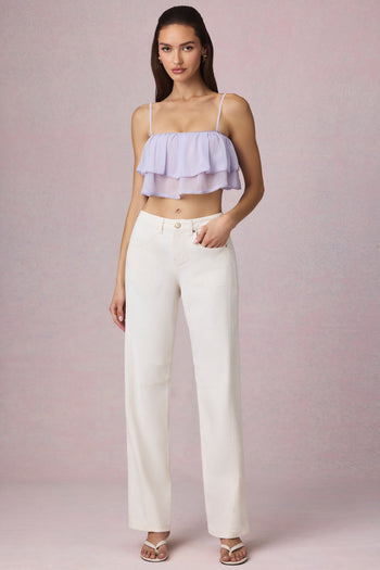 Mid-Rise Barrel-Leg Jeans in Ecru Wash
