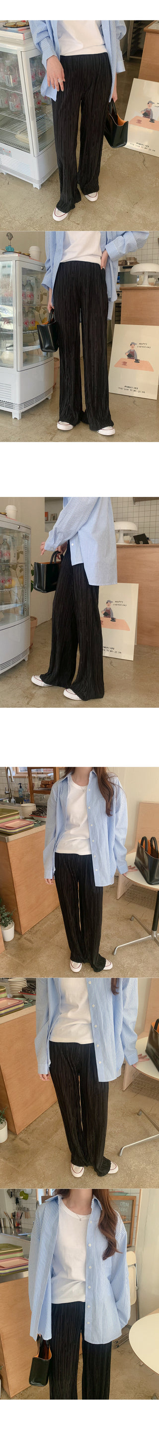 Pleated elastic waist pants
