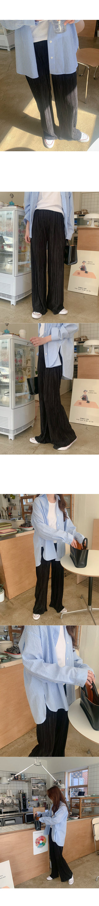 Pleated elastic waist pants