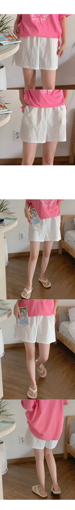Cream Banding Half Pants
