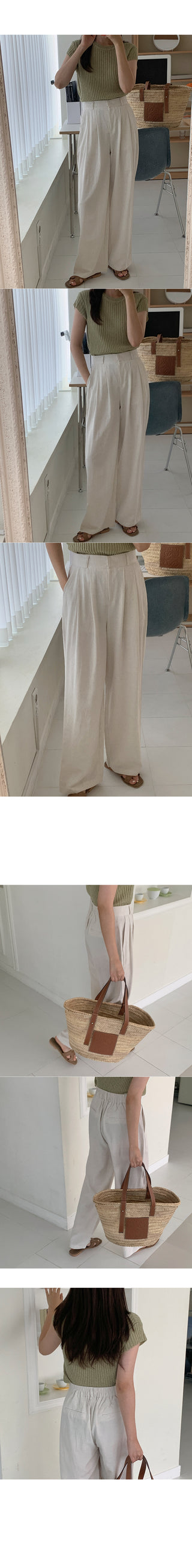 Banding Wide Linen Slacks