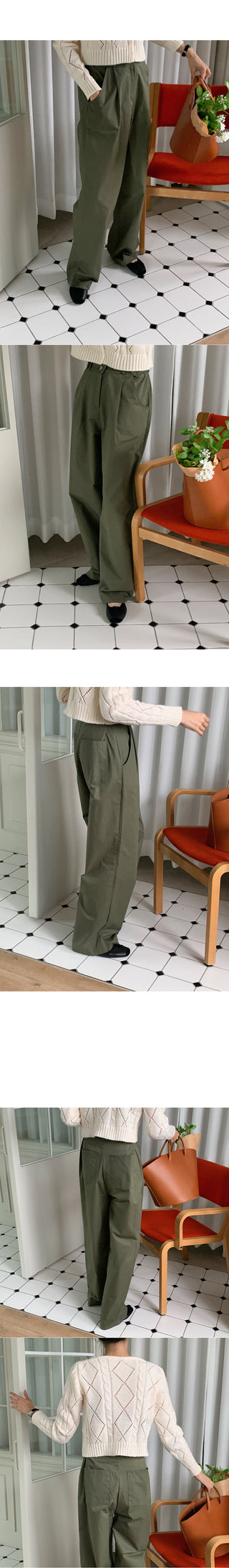 Side buckle cotton pants