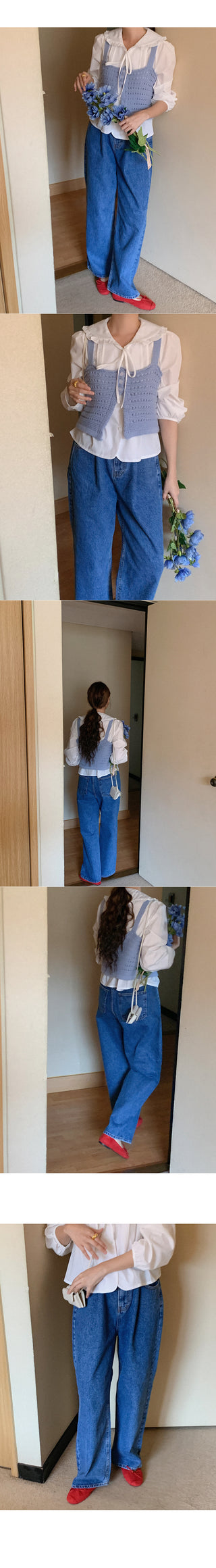 Wide denim pants